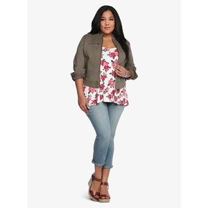 Torrid Jacket in Olive Green with Zipper Detail